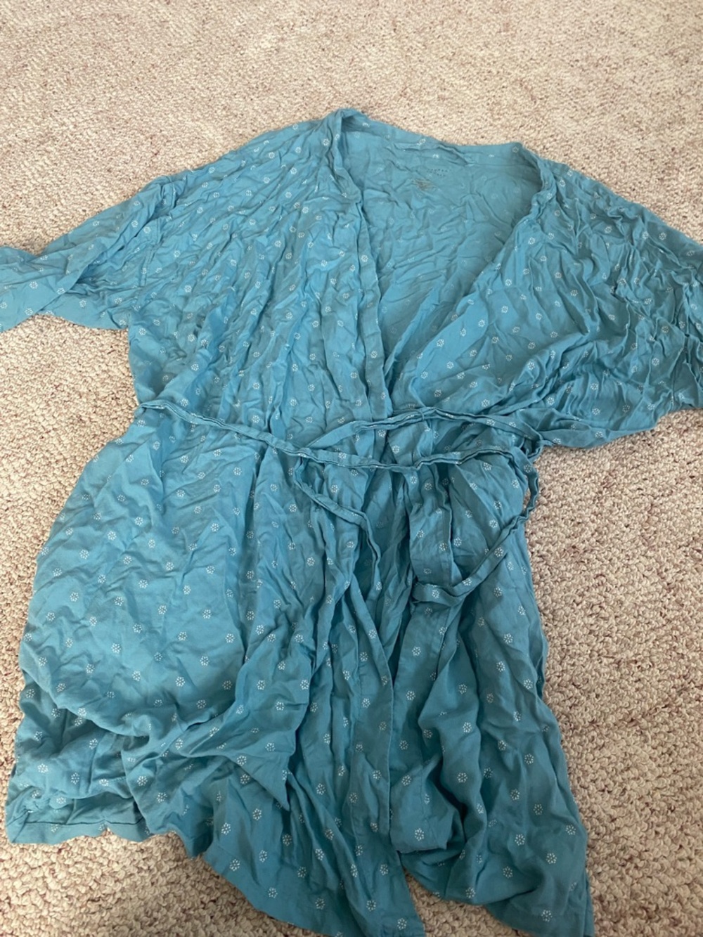 LC Lauren Conrad Teal Blue Printed Intimates Robe